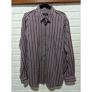Bugatchi Uomo Mens XL Paisley Striped Button Front Long Sleeve Shirt